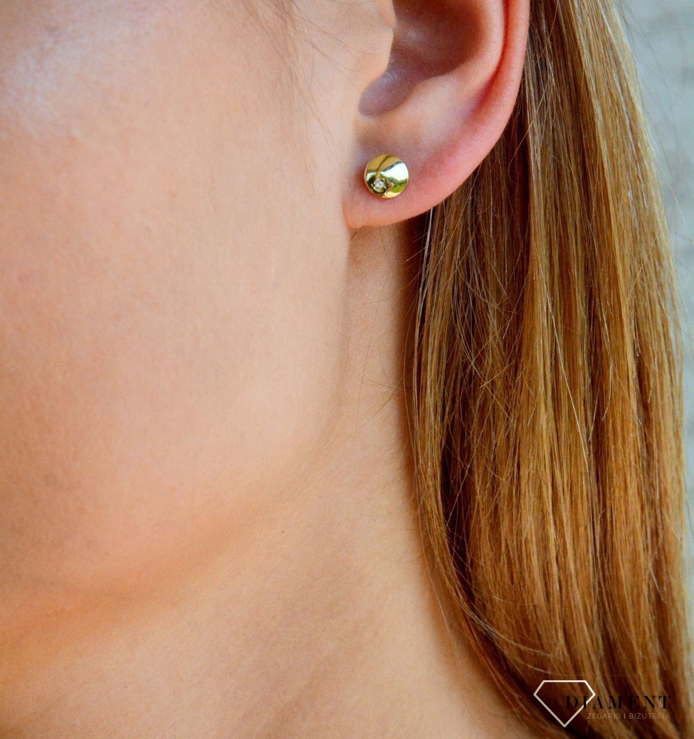 Złote kolczyki damskie 375 okrągłe wkrętki z cyrkonią KL 6254C 375.jpg